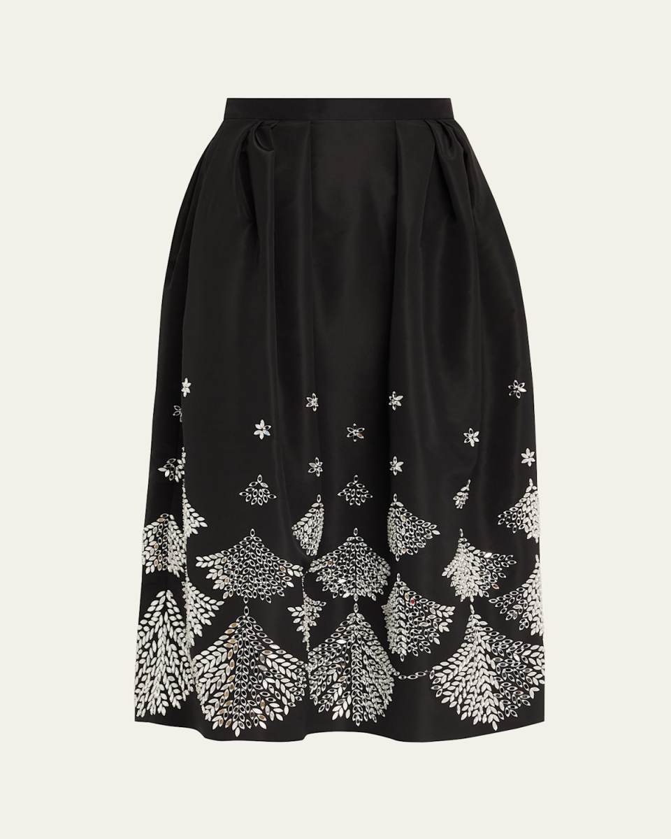 Fern Embroidered Midi Party Skirt